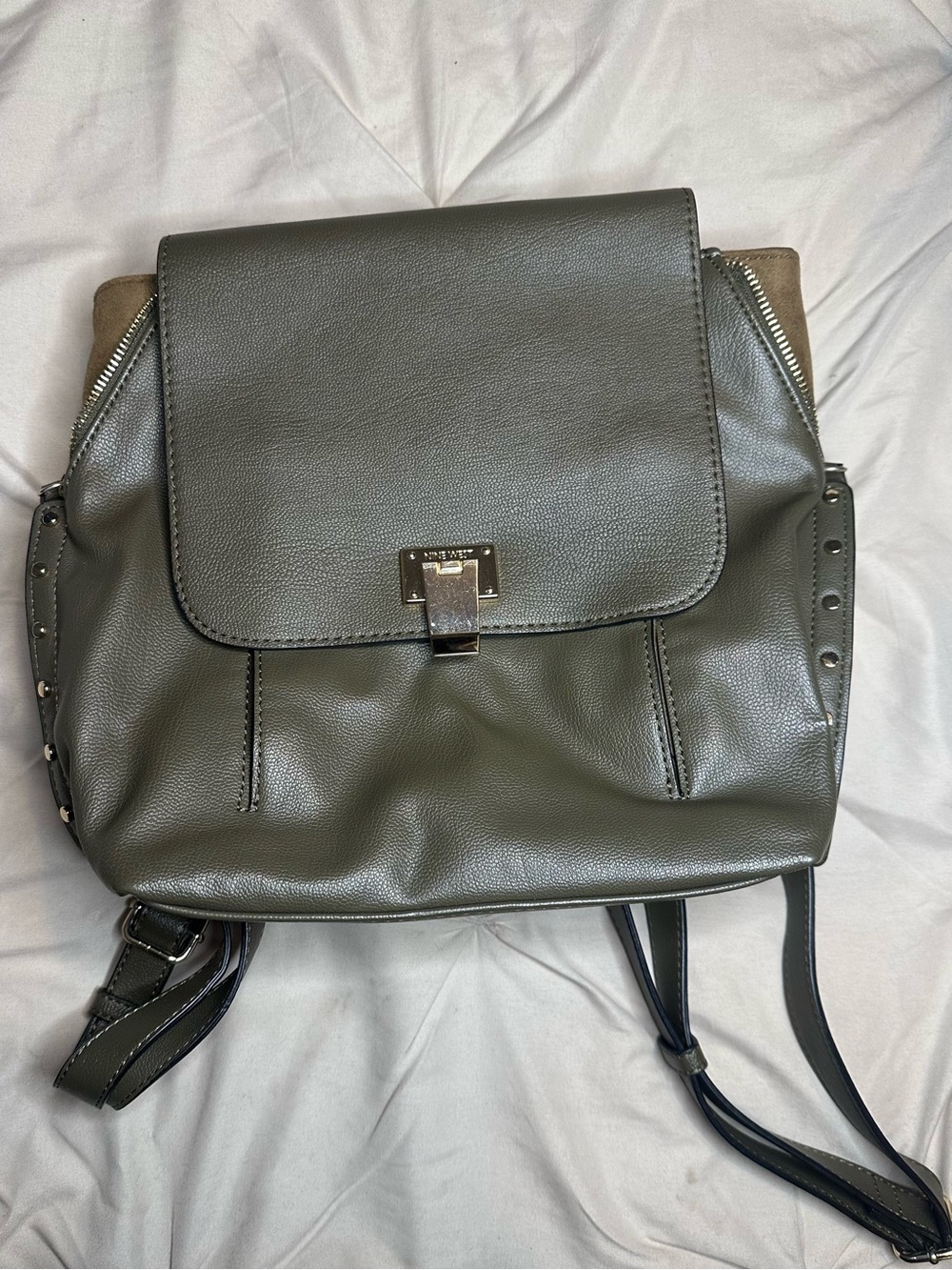 Nine West Olive Green Backpack Purse
